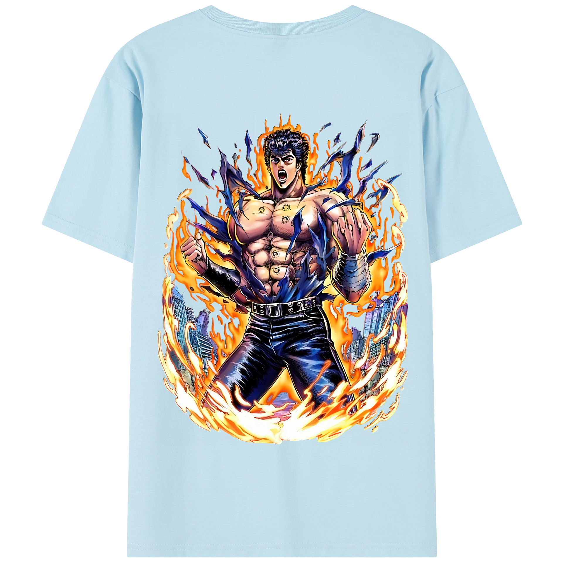 （画像用） 北斗の拳 Fist of the North Star 綿100％半袖Tシャツ（背面プリント）